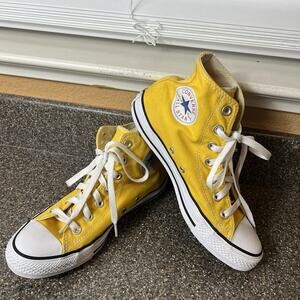 Converse All Star Hi-Top Classic Yellow Canvas Sneaker Women's 7.5 Lace Up Shoes